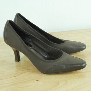 Vintage Y2K 8 Kitten Heel Brown Quilted Fabric Shoe Avant Garde Office Siren